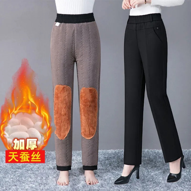 Corduroy Pant Warm - Pantalon à jambes droites pour femme,