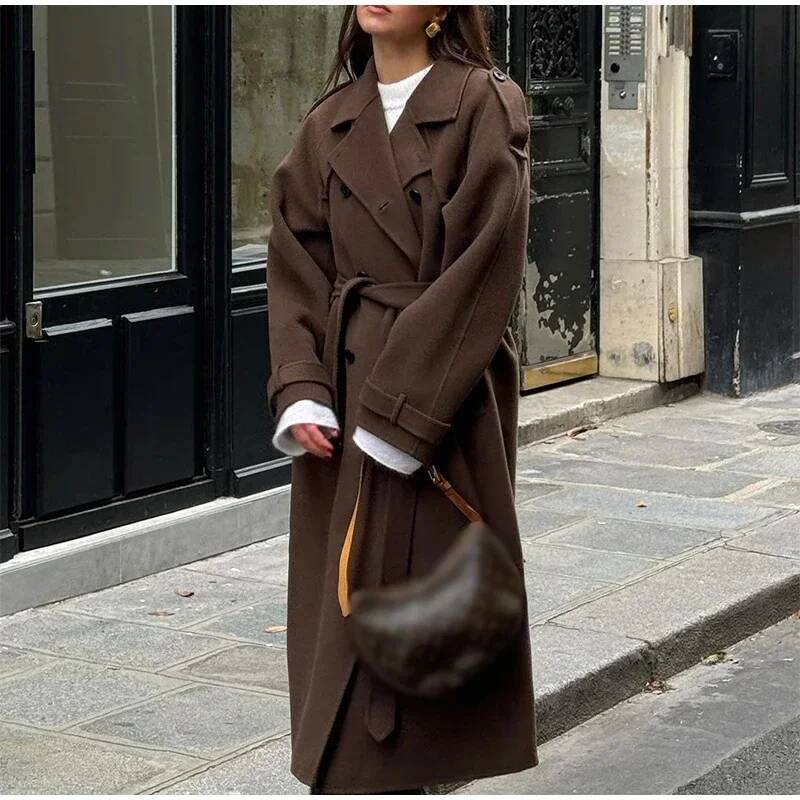 Manteau long élégant gris en f - Wool Coat Peacoat avis et prix